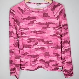 Lucky Brand Youth Pink Camo Long Sleeve Knit Top Girls size Large 14/16
